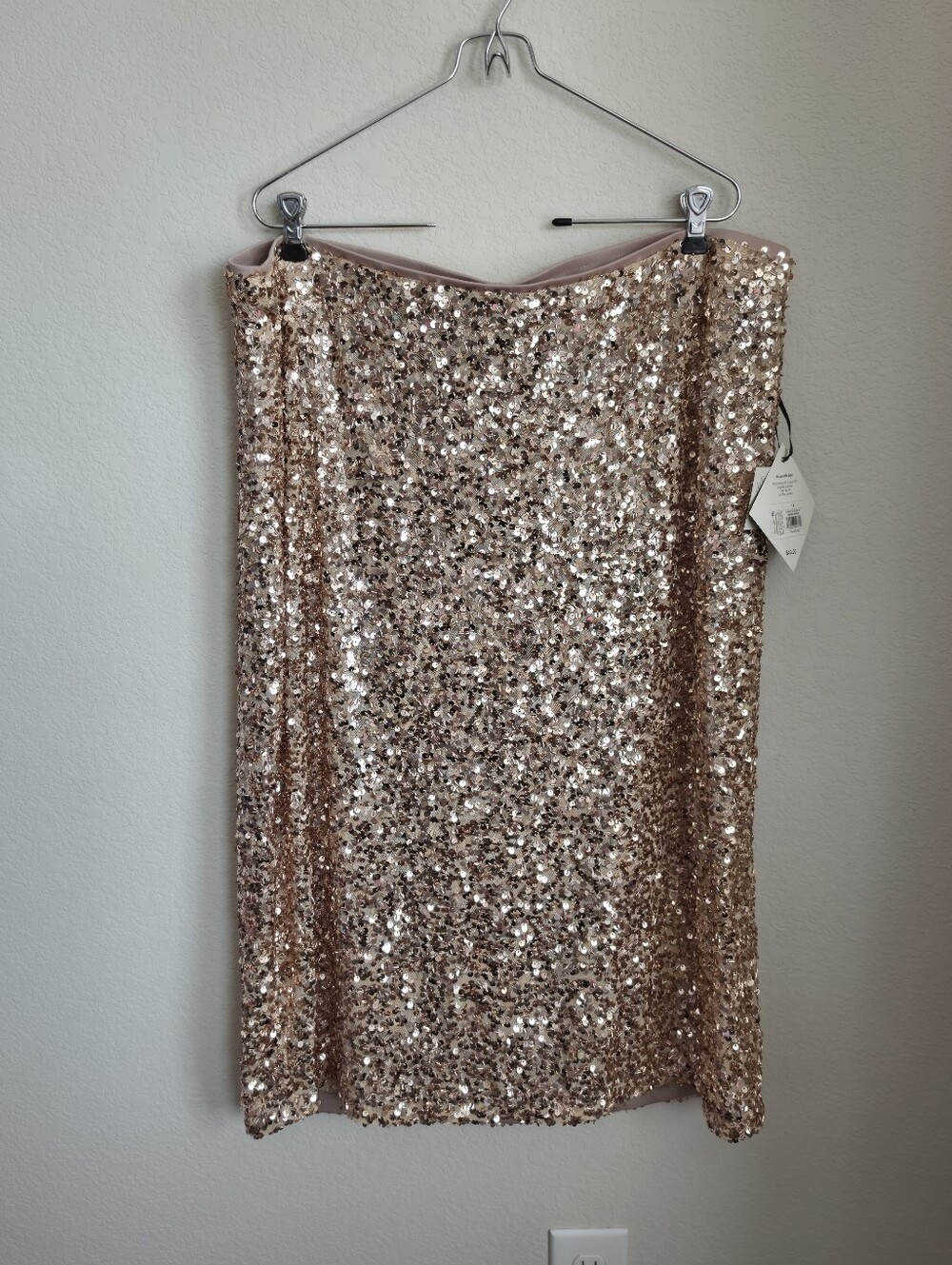 Ava & Viv Rose Gold Sequin Midi Skirt NWT 1X
